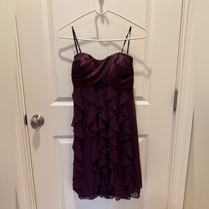 Xscape Strapless Plum Ruffle Dress